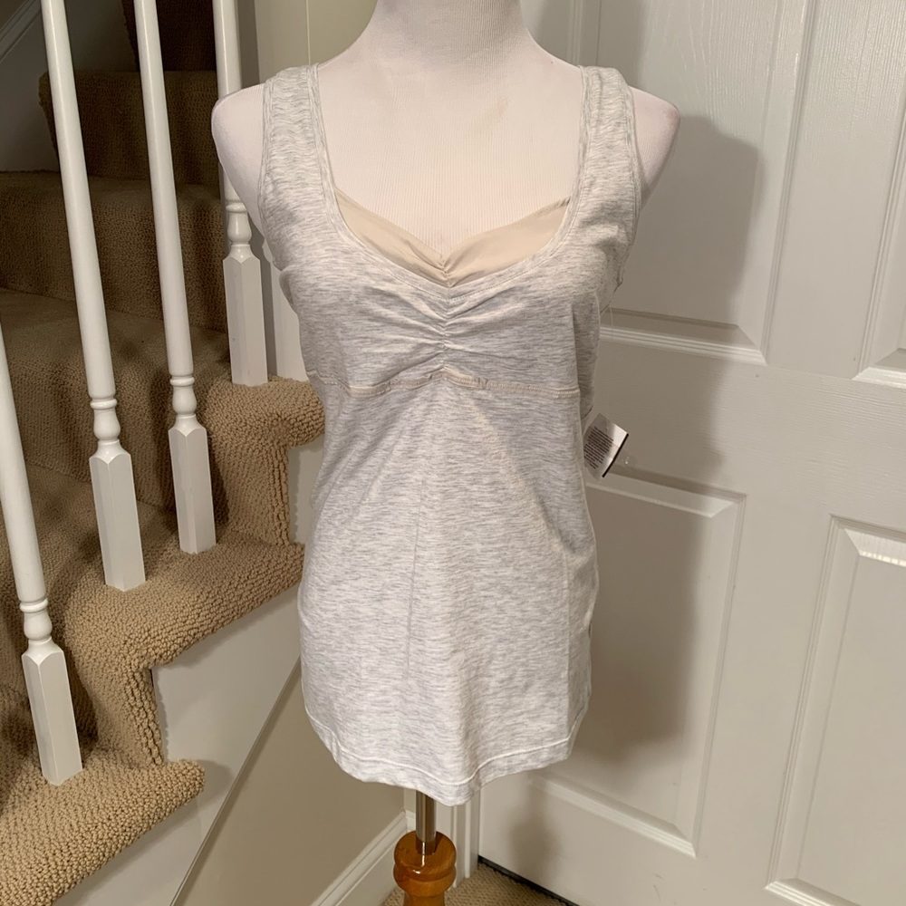NWT, Brunollo Cucinelli, gray top w silk insert